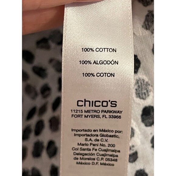 Chicos Top Women 12 Black Polka Dot Neutral Minimalist Office Twee Western 80s - Picture 13 of 14